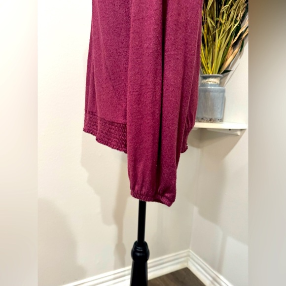 A New Day Burgundy Ruffled Neckline Long Sleeve Knit Stylish Sweater size Large - Picture 4 of 6